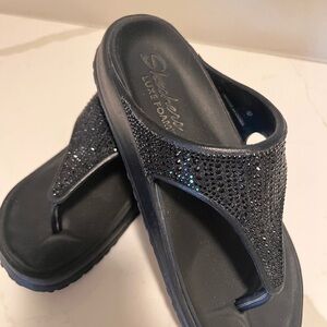 Skechers Women's Glittery Black Sandals